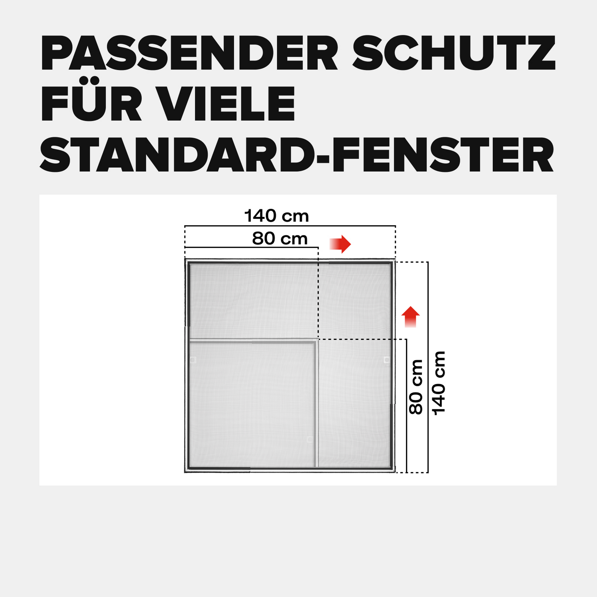 Fensterfliegengitter 'Falt' anthrazit stufenlos von 80 x 80 bis 140 x 140 cm