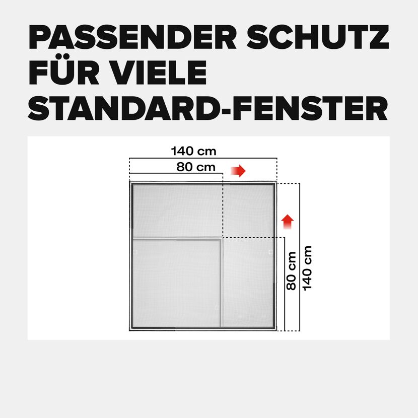 Fensterfliegengitter 'Falt' anthrazit stufenlos von 80 x 80 bis 140 x 140 cm