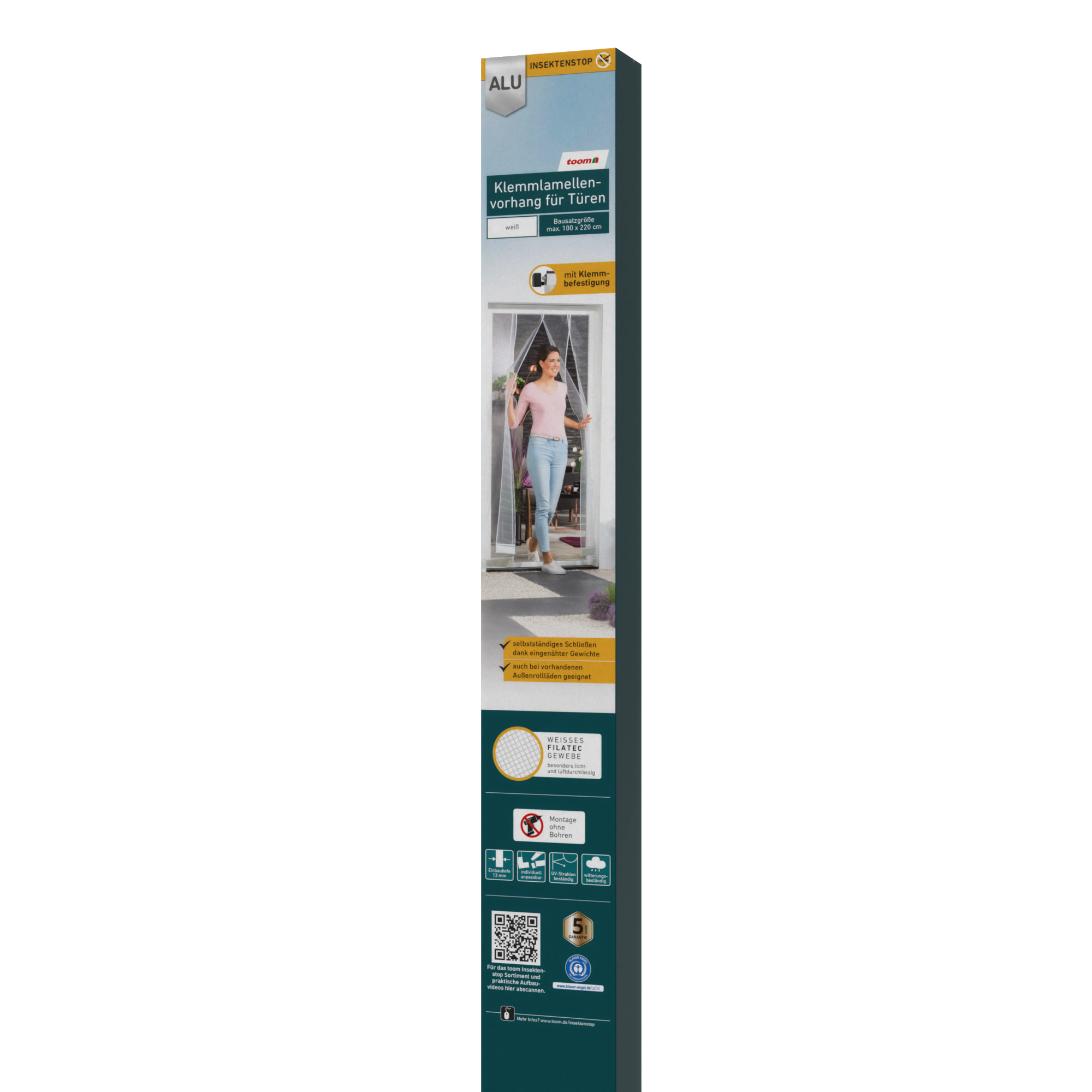 Alu-Klemmlamellenvorhang für Türen 'Comfort' 100 x 220 cm weiß + product picture