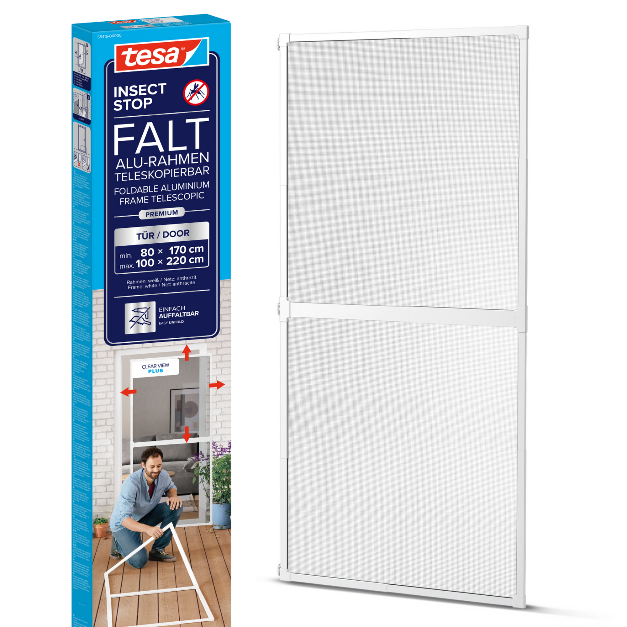 Türfliegengitter 'Falt' weiß teleskopierbar 100 x 220 cm