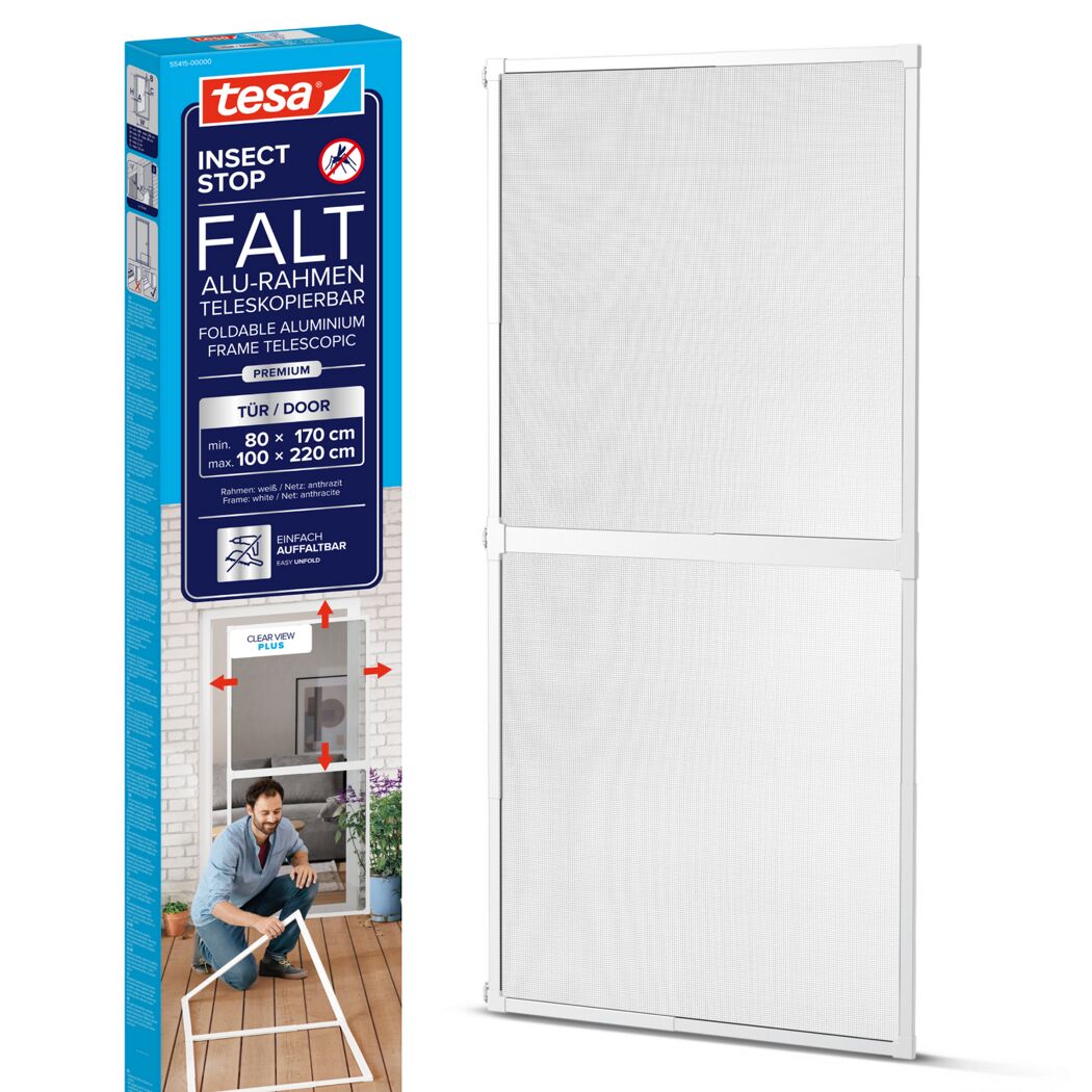 Türfliegengitter 'Falt' weiß teleskopierbar 100 x 220 cm