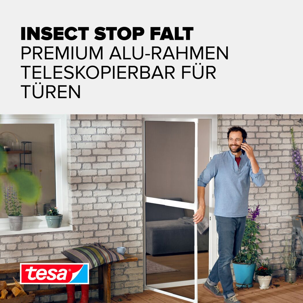 Türfliegengitter 'Falt' weiß teleskopierbar 100 x 220 cm
