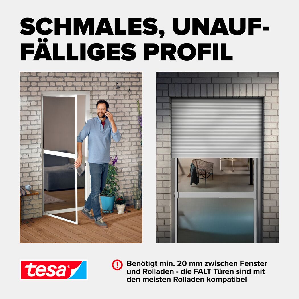 Türfliegengitter 'Falt' weiß teleskopierbar 100 x 220 cm