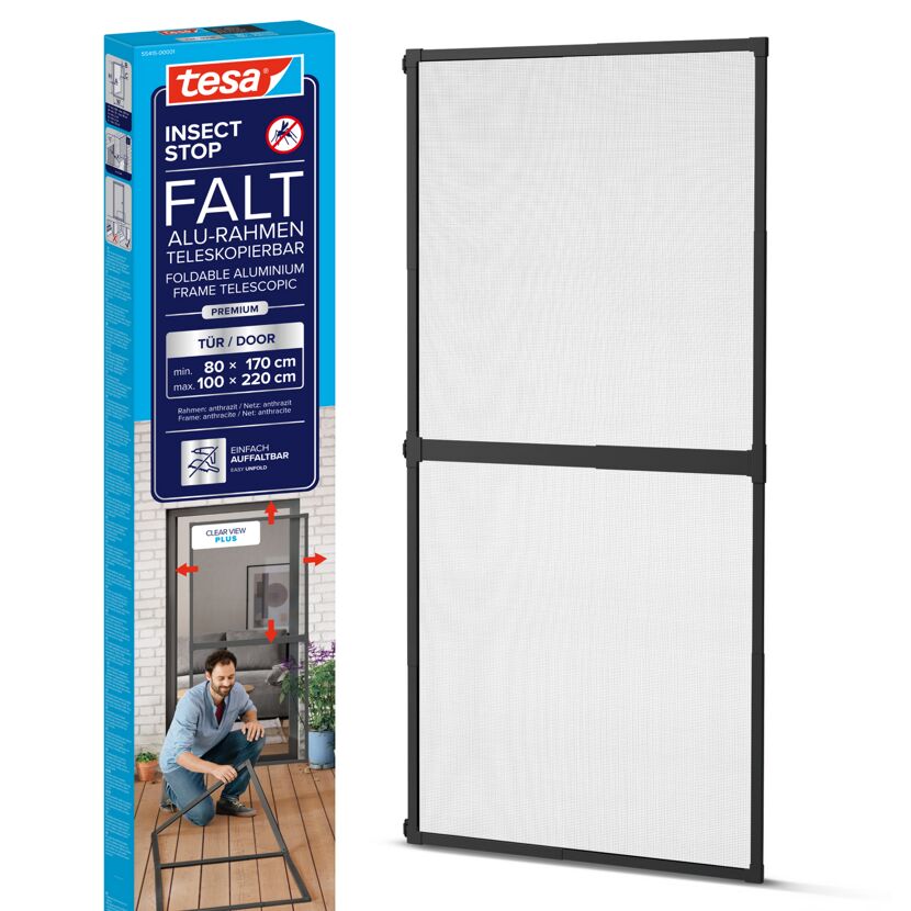 Türfliegengitter 'Falt' anthrazit teleskopierbar 100 x 220 cm
