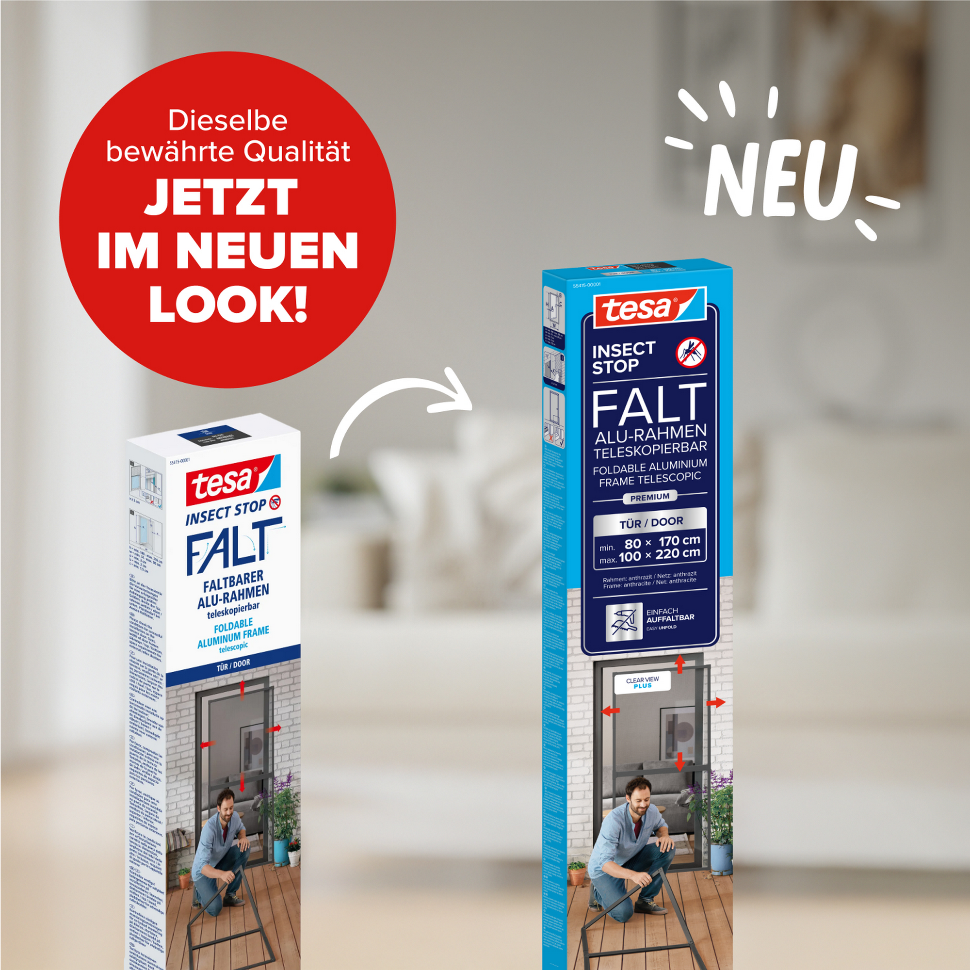 Türfliegengitter 'Falt' anthrazit teleskopierbar 100 x 220 cm