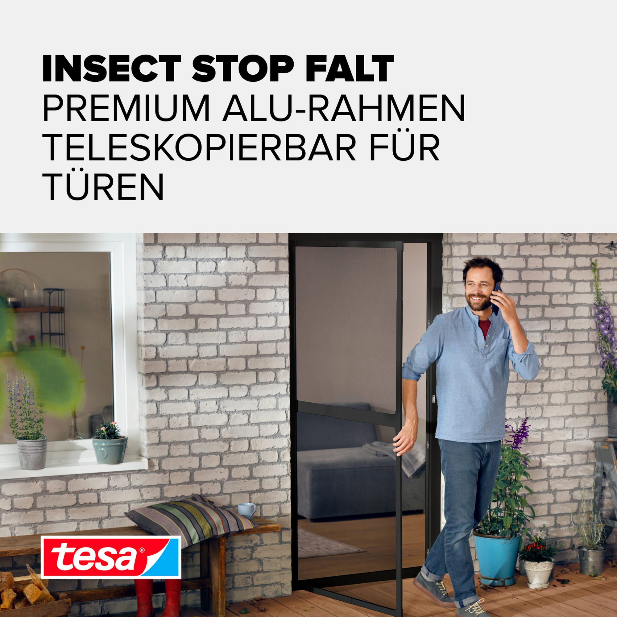 Türfliegengitter 'Falt' anthrazit teleskopierbar 100 x 220 cm