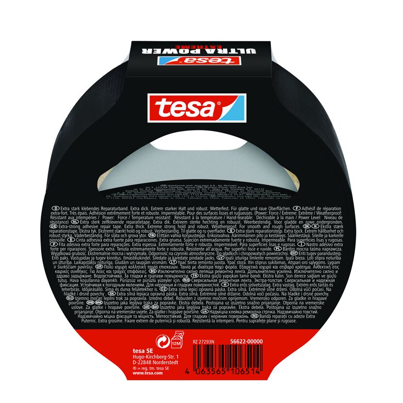 Schwarzes Tesa Ultra Power Extreme Reparaturband