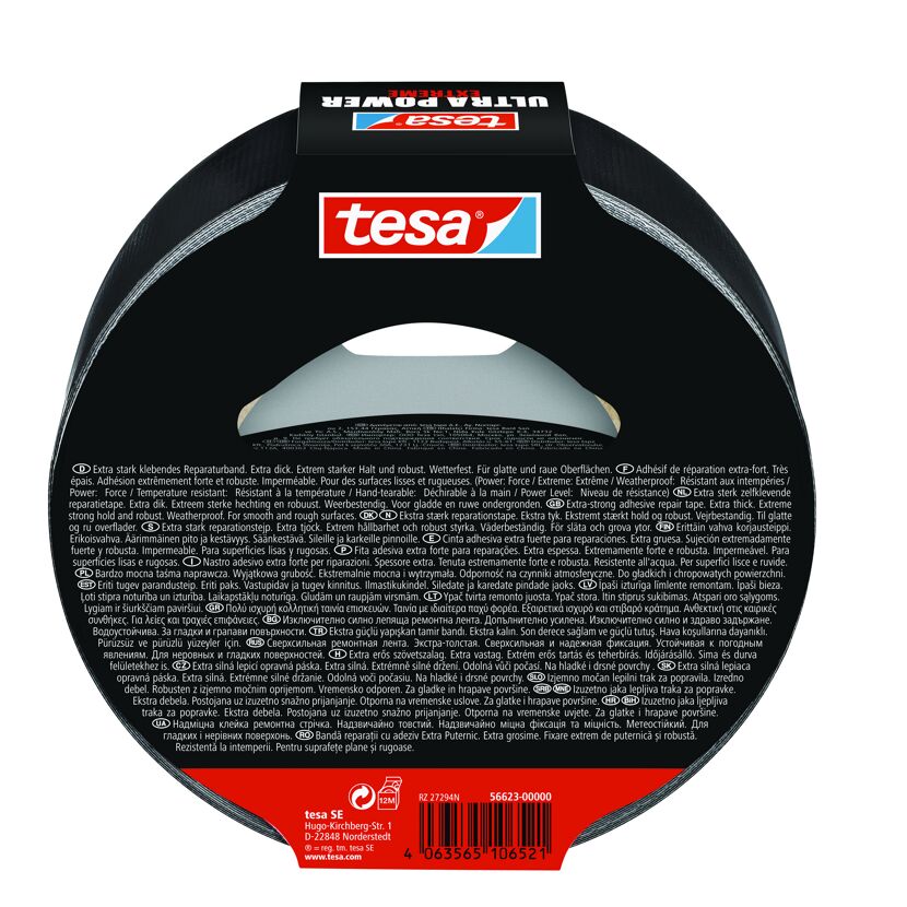 Schwarzes Tesa Ultra Power Extreme Reparaturband