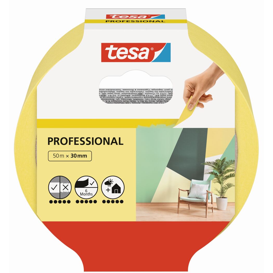 Tesa Professional Malerband, 50 m x 30 mm, gelb