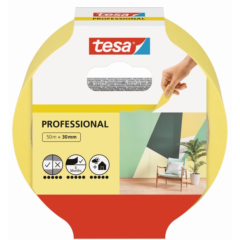 Tesa Professional Malerband, 50 m x 30 mm, gelb