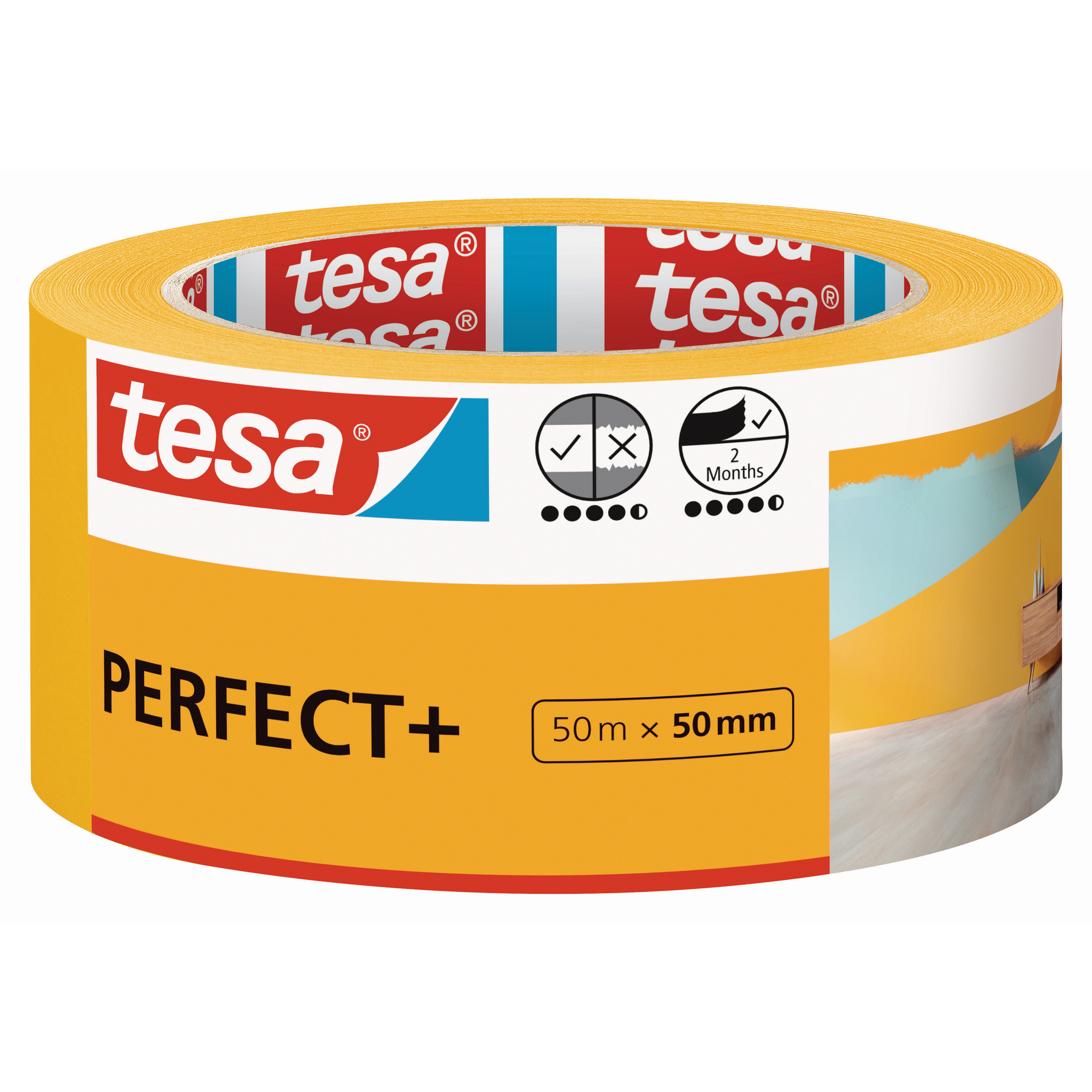 Malerband 'Perfect+' gelb 50 mm x 50 m + product video