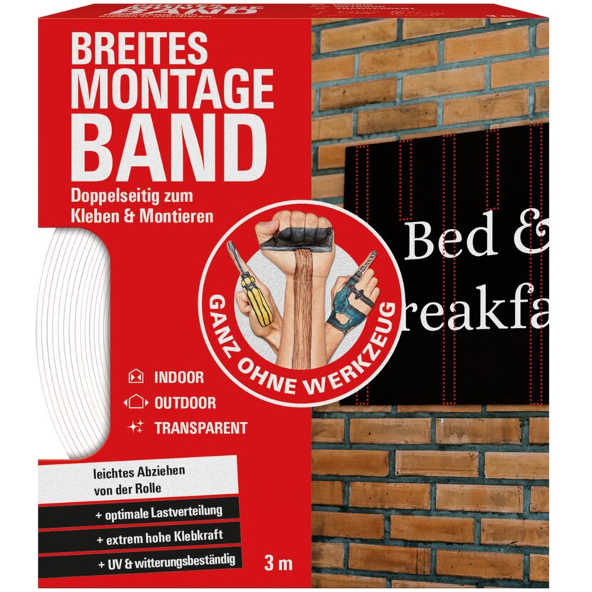 Breites Montageband, doppelseitig, transparent
