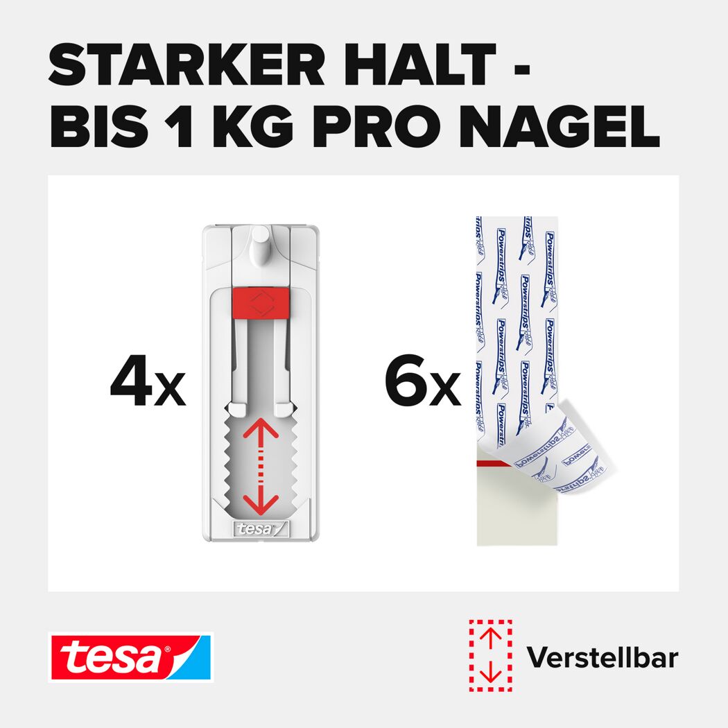 Klebenagel 'Powerstrips' weiß Tapete/Putz 1 kg, 4 Stück