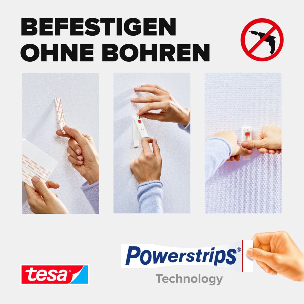 Klebenagel 'Powerstrips' weiß Tapete/Putz 1 kg, 4 Stück