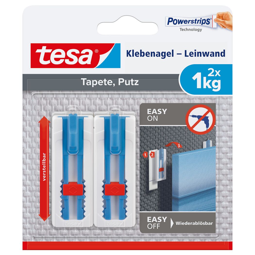 Klebenagel 'Powerstrips' weiß Tapete/Putz 1 kg, 2 Stück