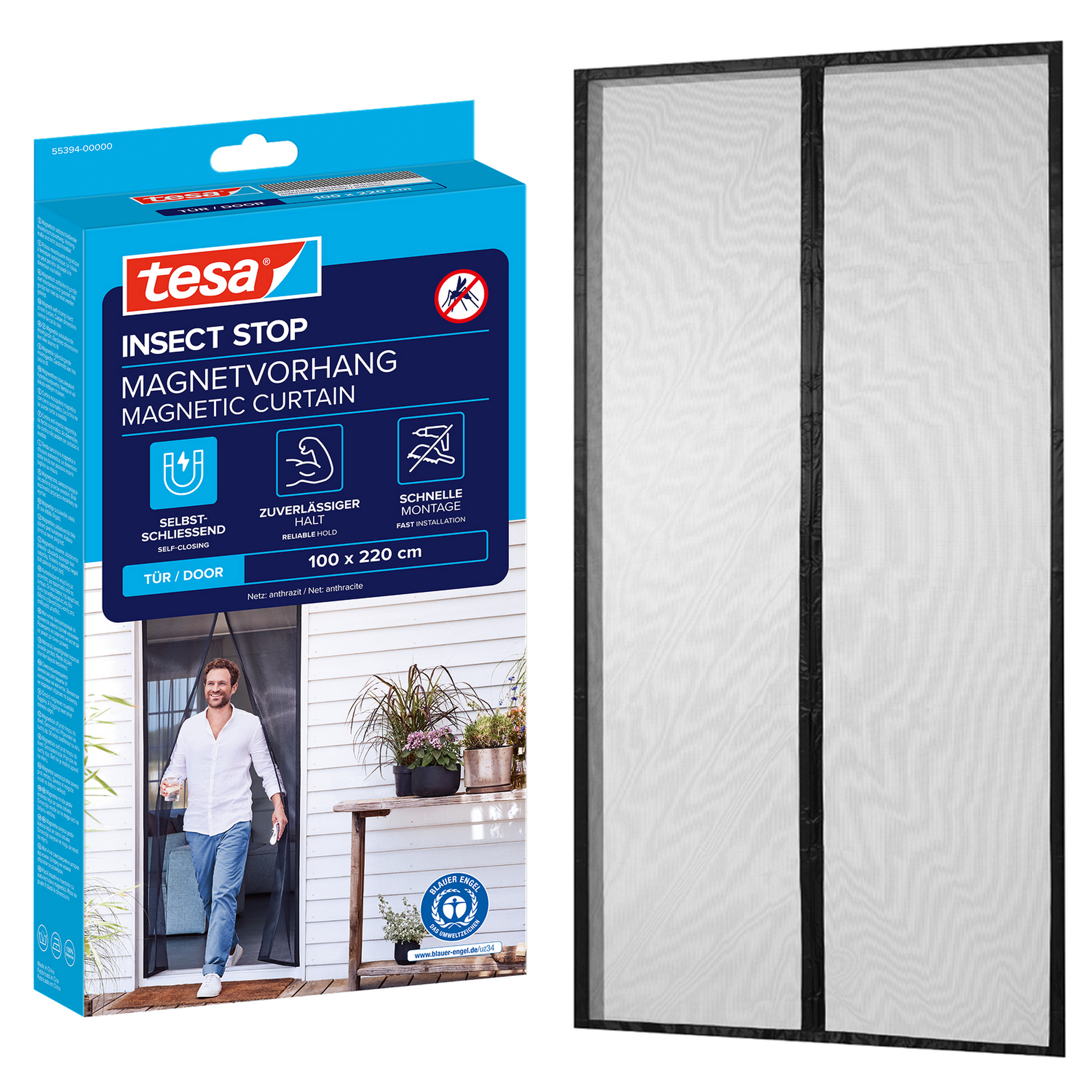 Türfliegengitter 'Magnet Vorhang' anthrazit 100 x 220 cm