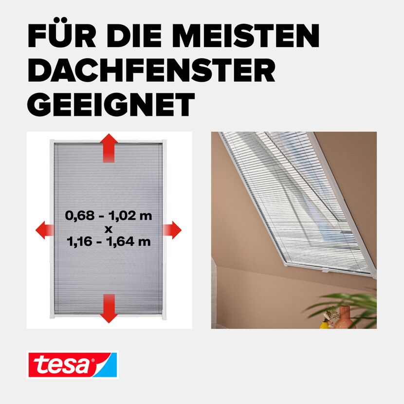 Fliegengitter für Dachfenster 'Alu-Insektenschutz-Plissee' teleskopierbar 102 x 164 cm