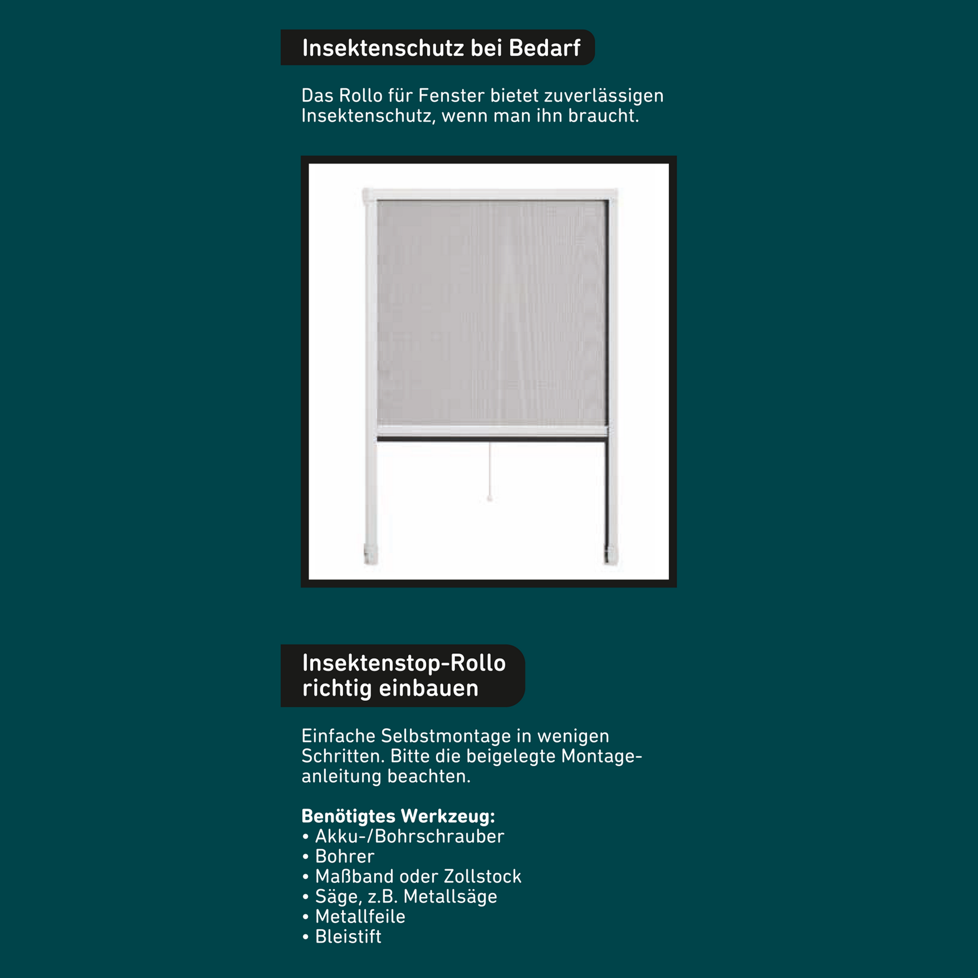 Insektenschutz-Rollo 'Easy' für Fenster max. 125 x 150 cm