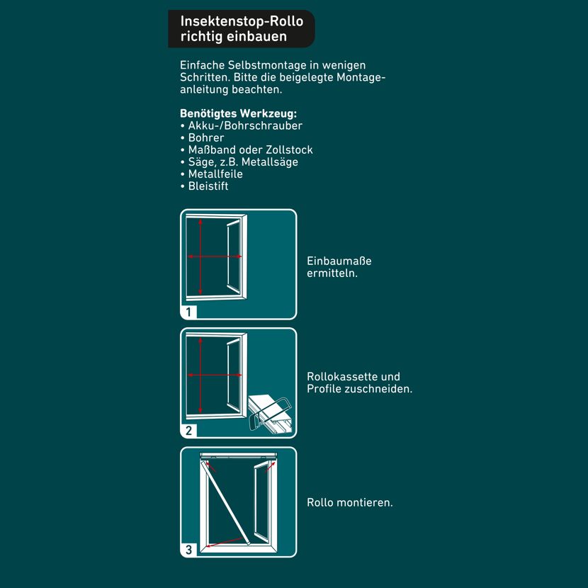 Insektenschutz-Rollo 'Easy' für Fenster max. 125 x 150 cm