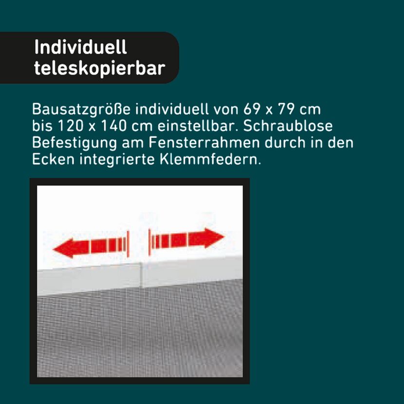 Insektenschutz 'Teleskop-Fensterbausatz PRO', 76 x 86 cm bis 116 x 134 cm