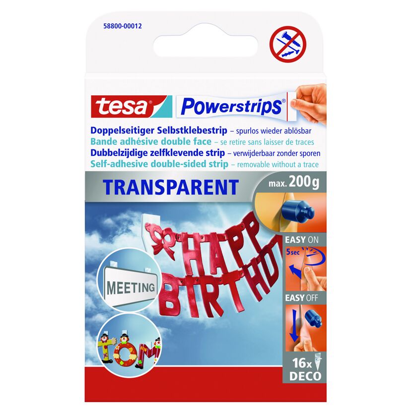 Tesa Powerstrips Deco, transparent