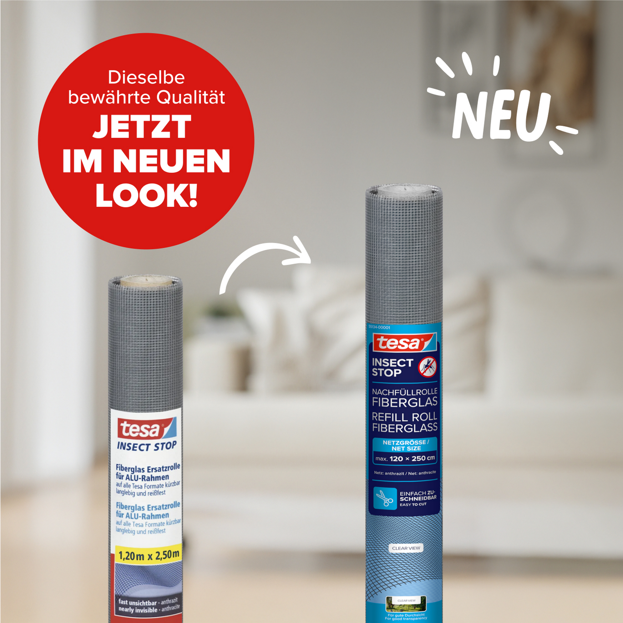 Ersatzrolle für Fliegengitter 'Alu Fiberglas' anthrazit 120 x 250 cm