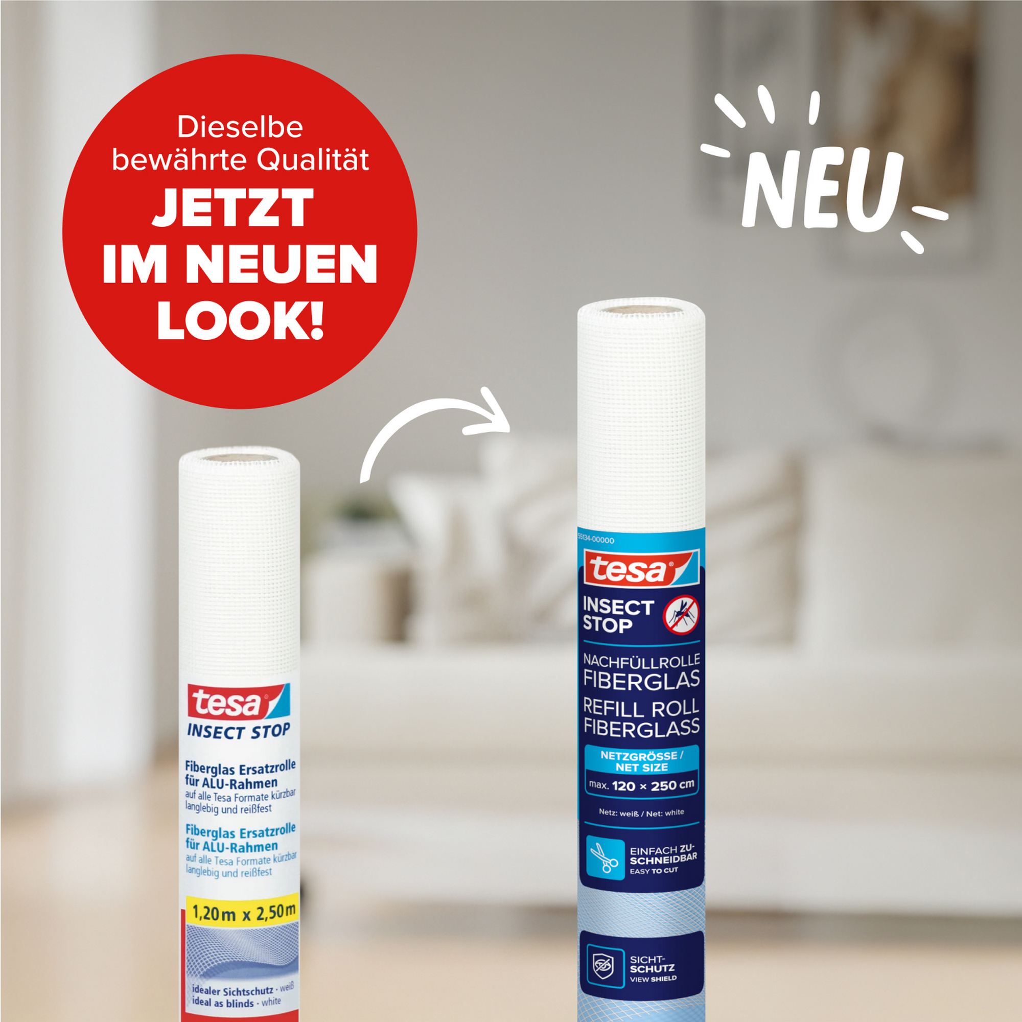 Ersatzrolle für Fliegengitter 'Alu Fiberglas' weiß 120 x 250 cm
