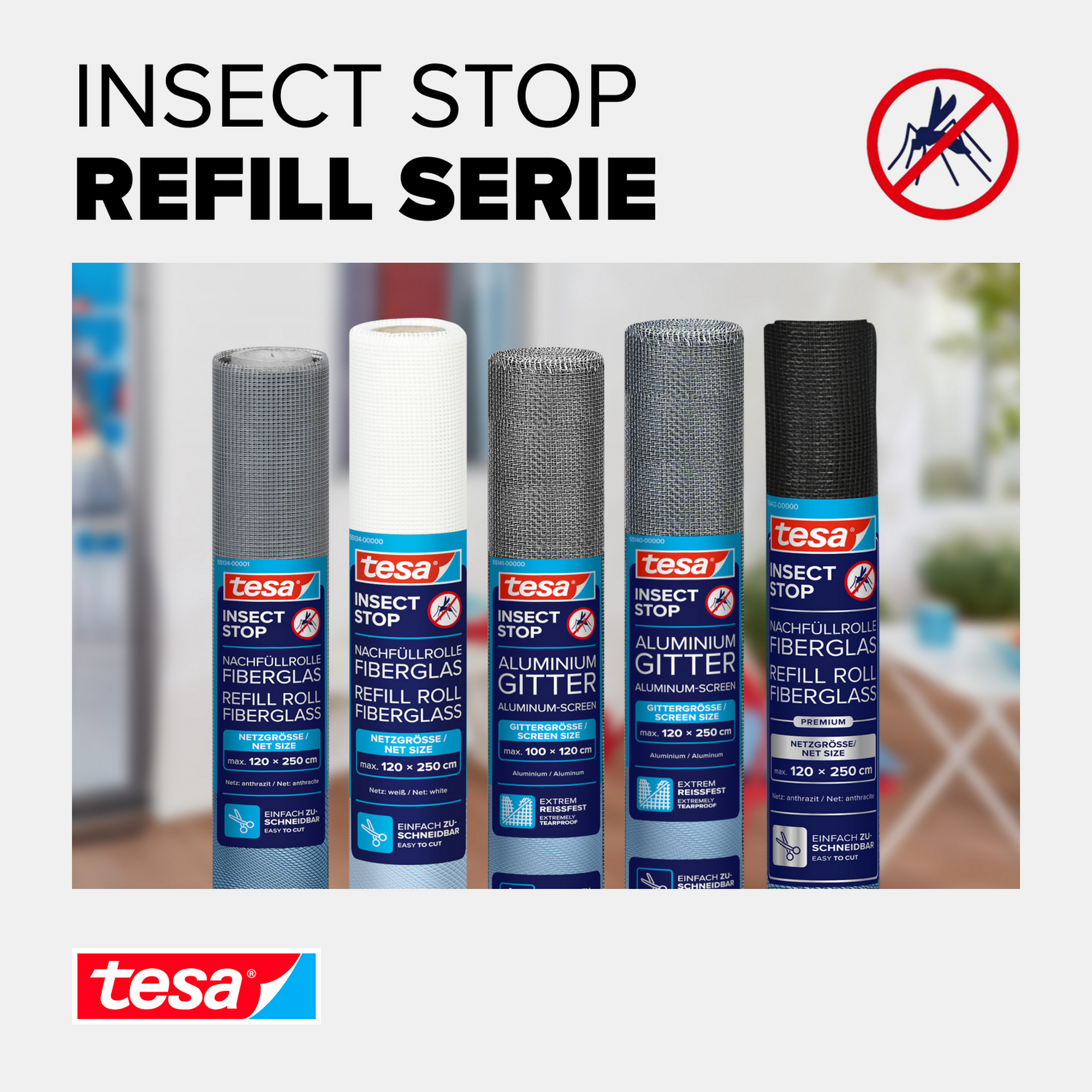 Ersatzrolle für Fliegengitter 'Alu Fiberglas' weiß 120 x 250 cm