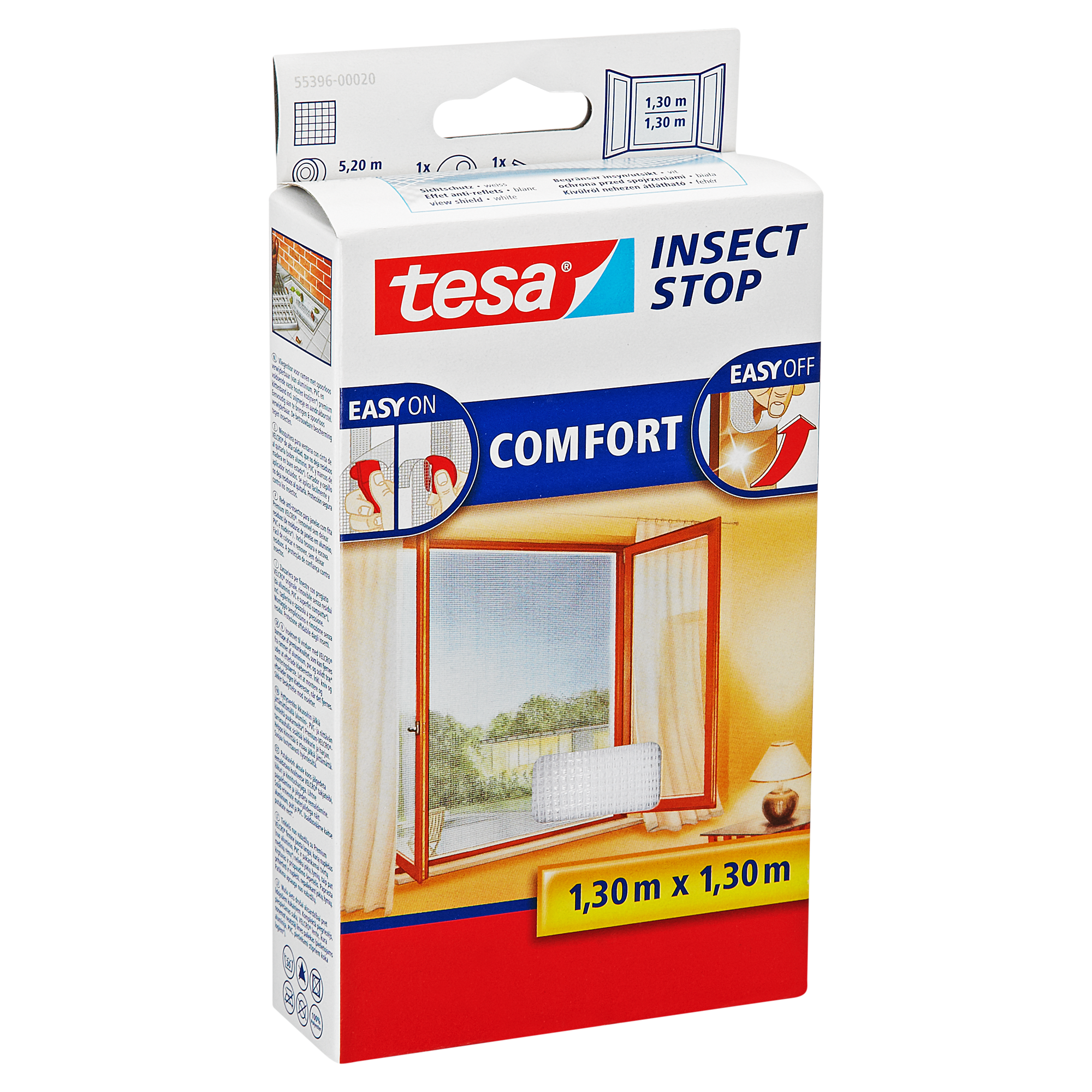 tesa Fensterfliegengitter ‚Comfort‘ weiß 130 x 130 cm