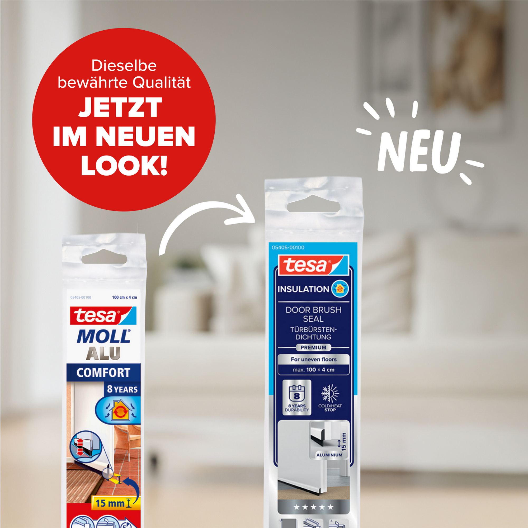 Türdichtschiene 'Insulation' für unebene Böden weiß 100 x 4 cm