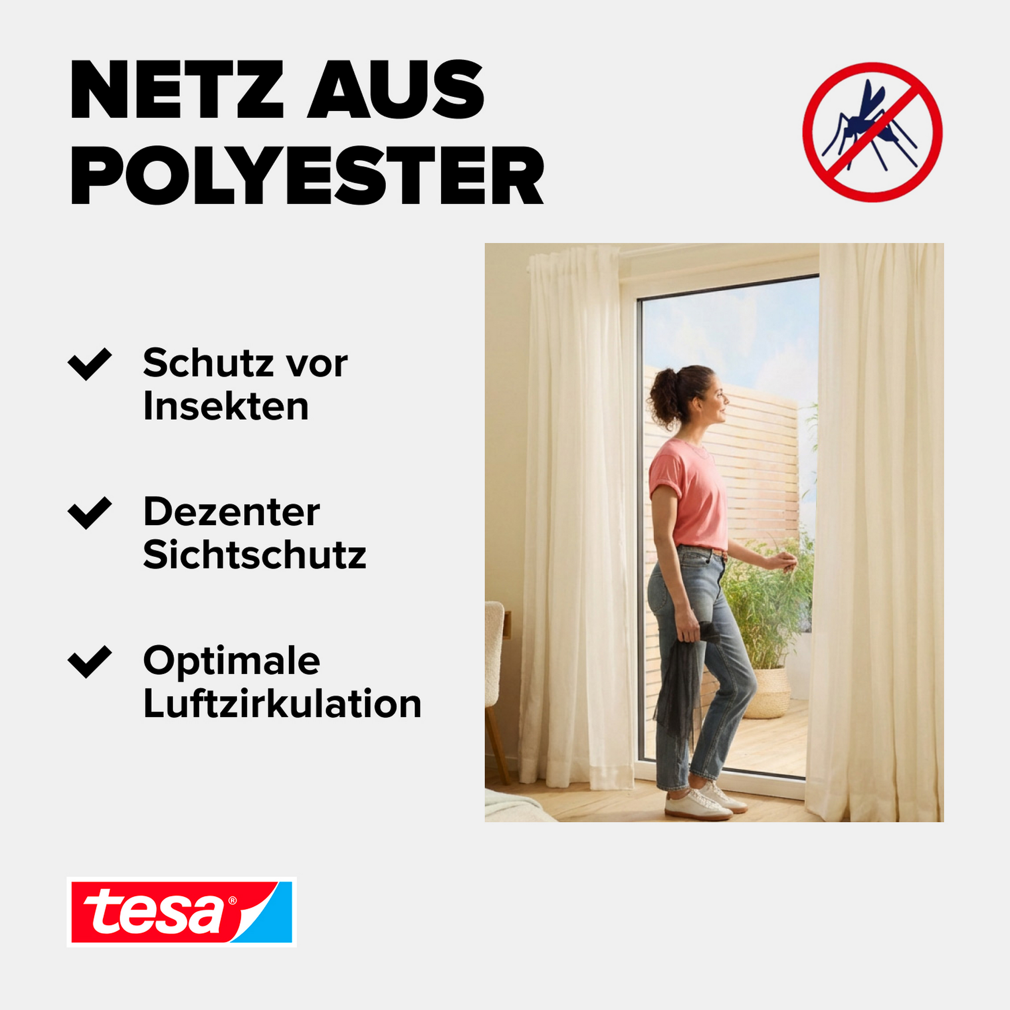 Fensterfliegengitter/Türfliegengitter 'Comfort' bodentief weiß 120 x 240 cm