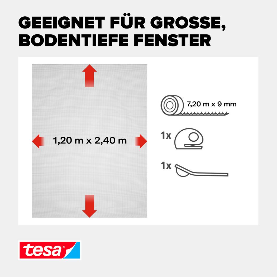 Fensterfliegengitter/Türfliegengitter 'Comfort' bodentief anthrazit 120 x 240 cm