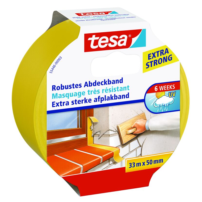 Tesa Extra Strong Abdeckband, 33 m x 50 mm, gelb