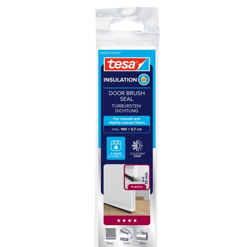 Türdichtschiene 'Insulation' für unebene Böden weiß 100 x 3,7 cm