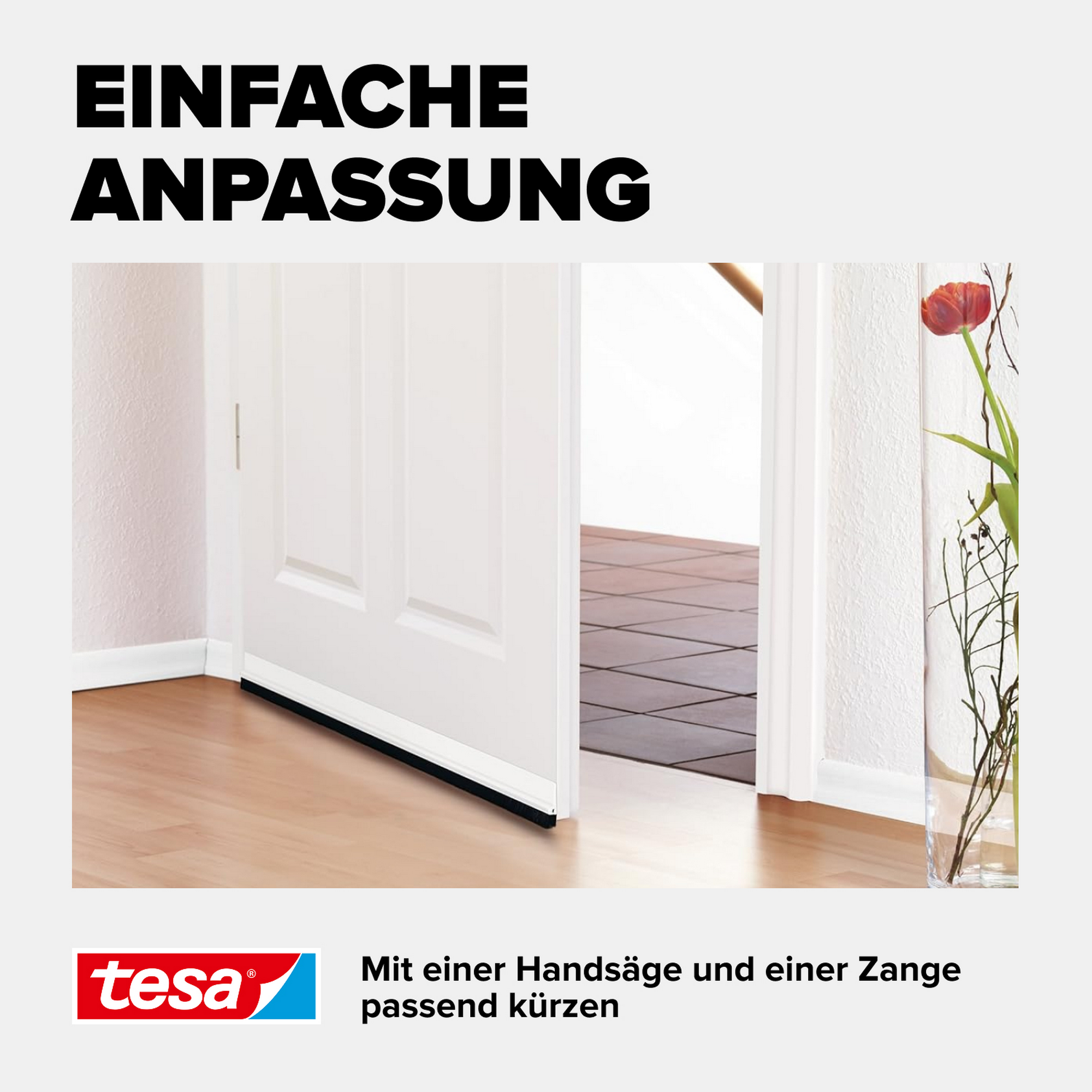 Türdichtschiene 'Insulation' für unebene Böden weiß 100 x 3,7 cm