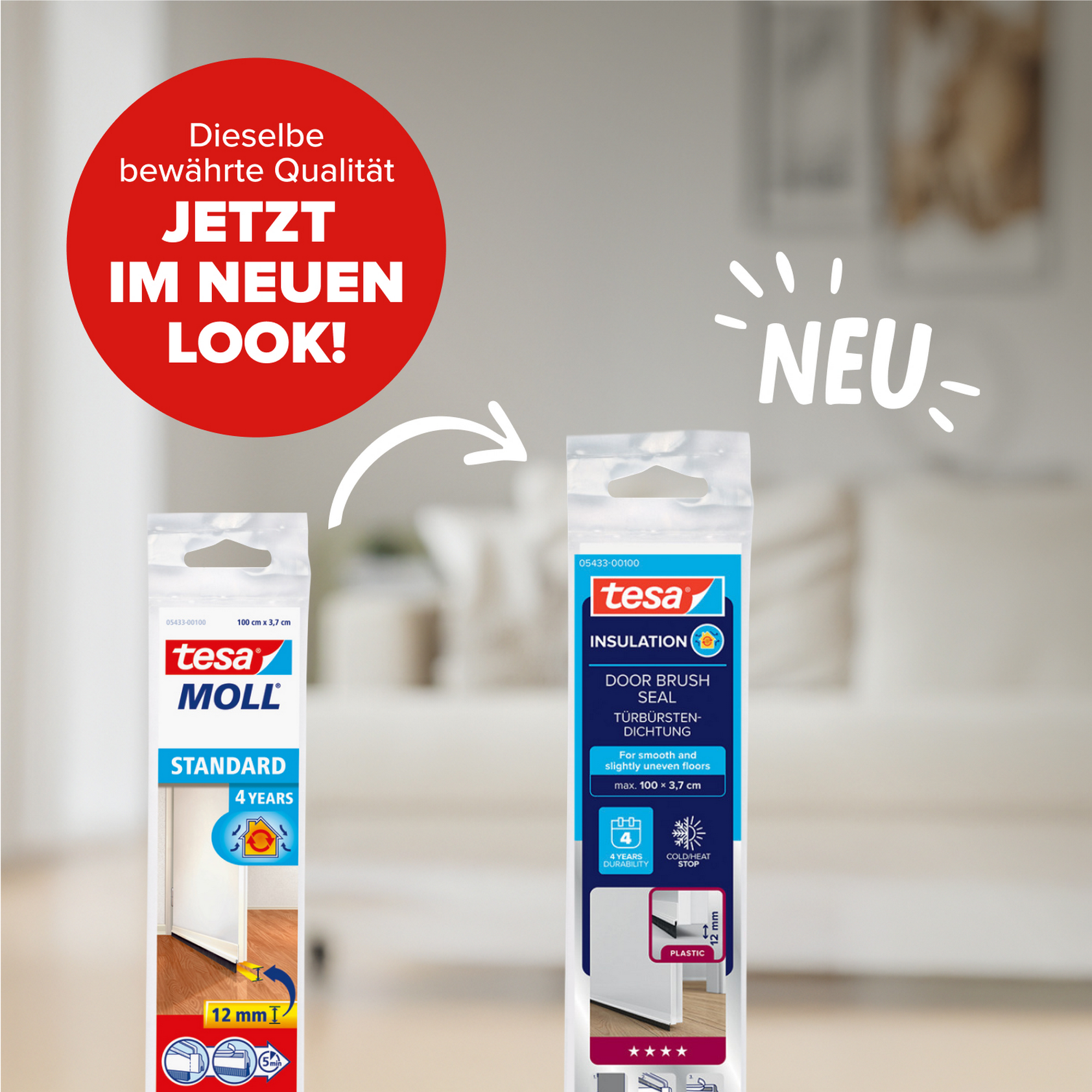 Türdichtschiene 'Insulation' für unebene Böden weiß 100 x 3,7 cm