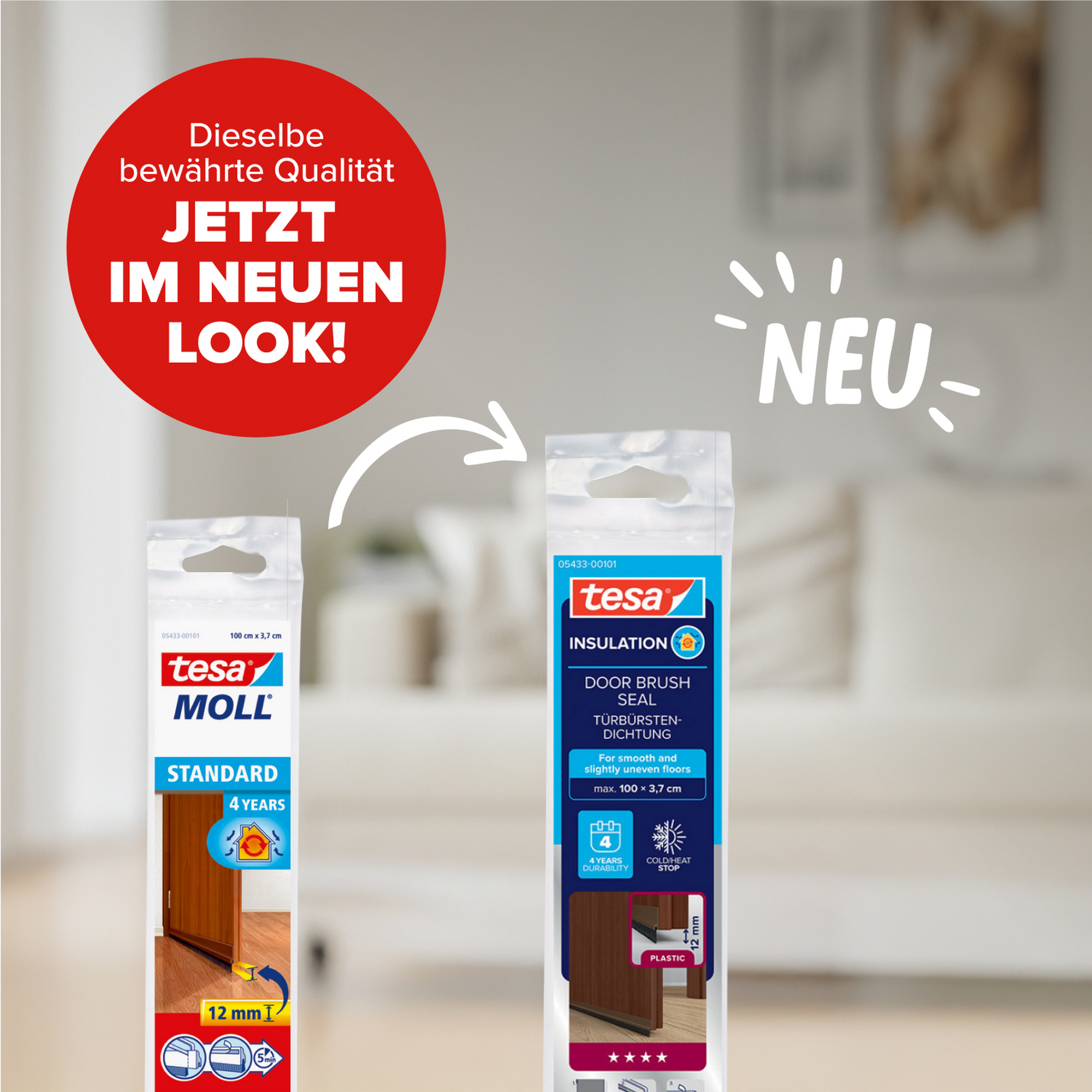 Türdichtschiene 'Insulation' für unebene Böden braun 100 x 3,7 cm