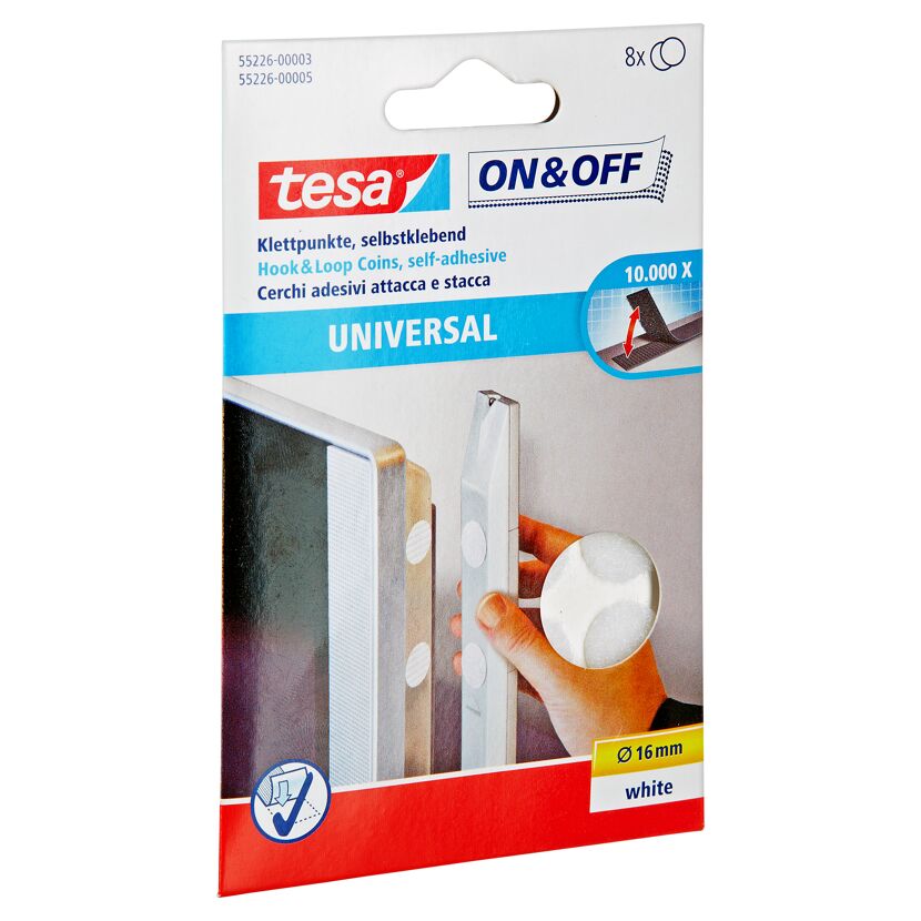 Tesa Klettpunkte On & Off Universal selbstklebend weiß