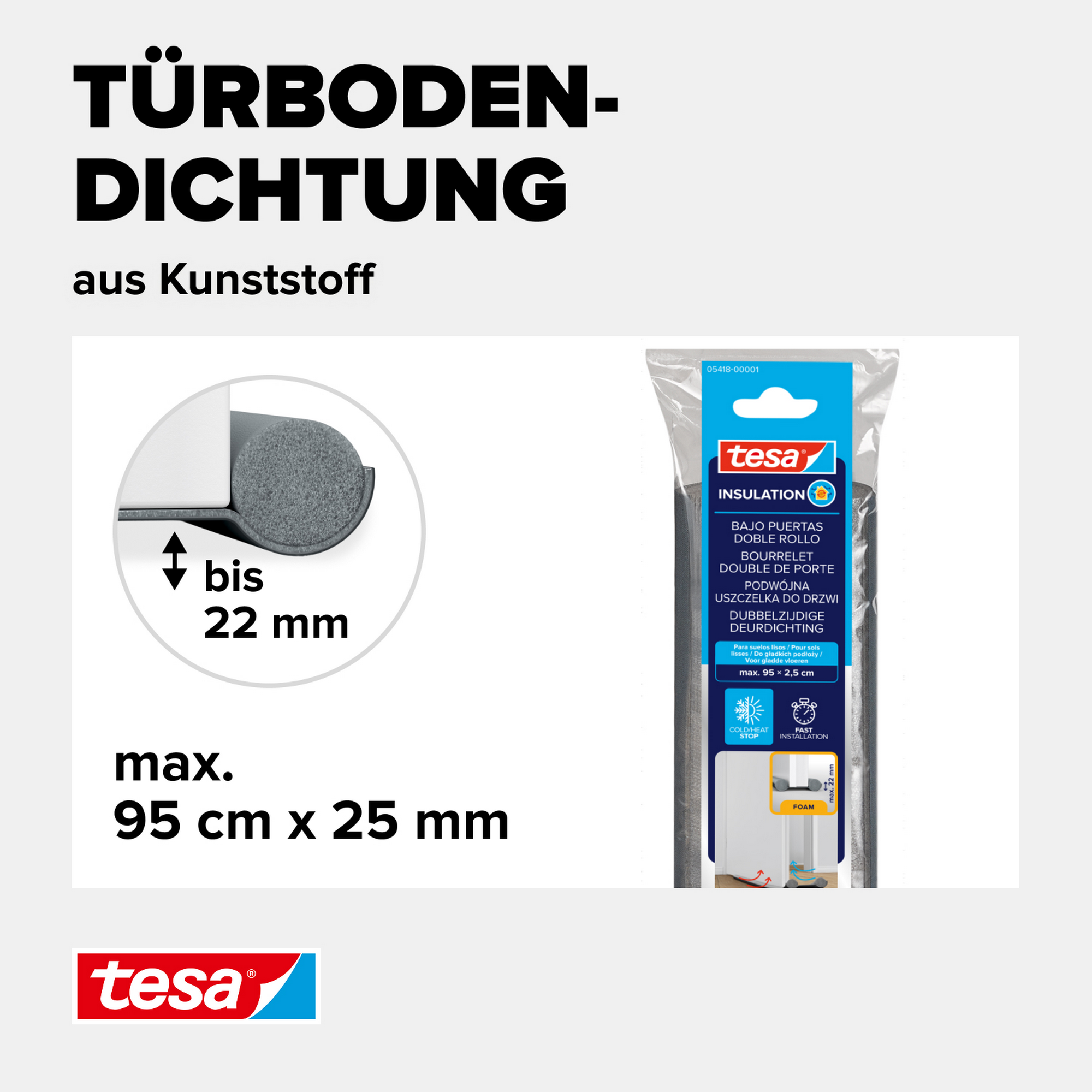 Türbodendoppeldichtung 'Insulation' grau 95 x 2,5 cm