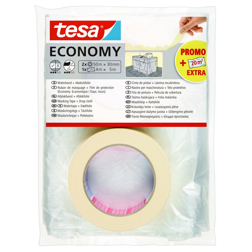 Tesa Economy Malerband und Abdeckfolie