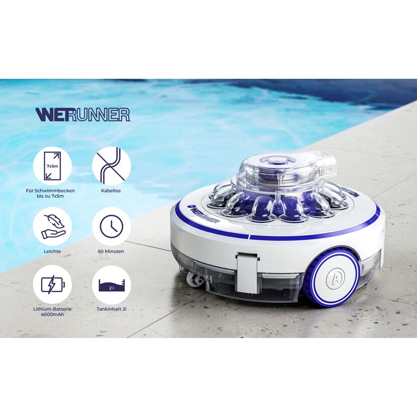Poolroboter von Werunner neben einem Pool