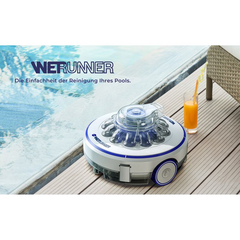 Poolroboter Werunner neben Pool