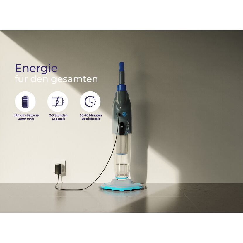 Elektrischer Bodenreiniger Multispeed beim Aufladen