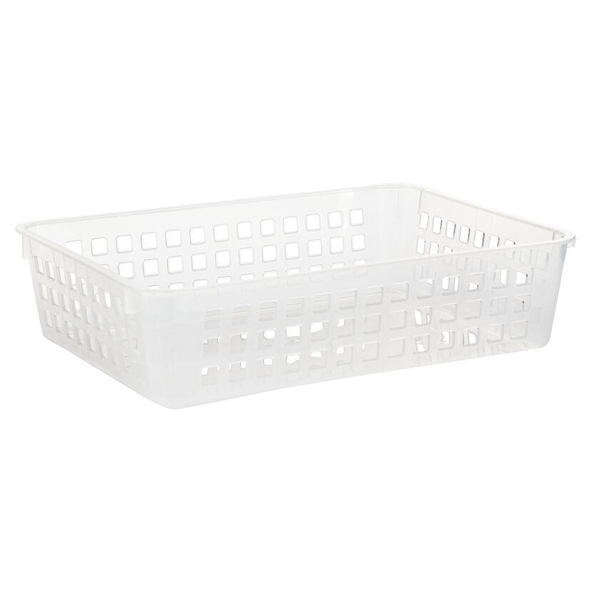 Durchsichtiger, rechteckiger Plastikkorb