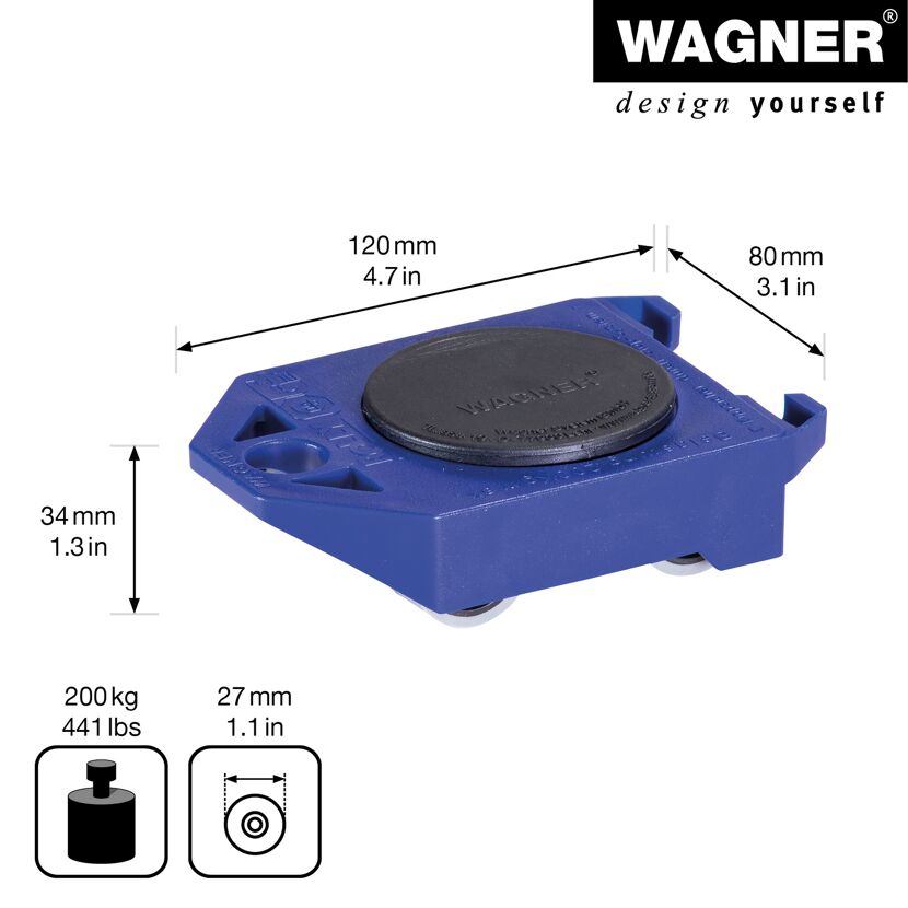 Wagner Möbelroller mit Drehteller, blau
