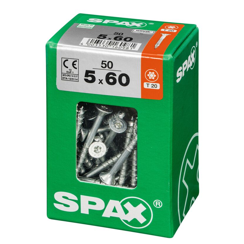 SPAX Schrauben 5 x 60 mm, 50 Stück in grüner Verpackung