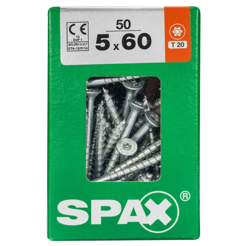 SPAX Schrauben 5x60 mm, 50 Stück in grüner Verpackung