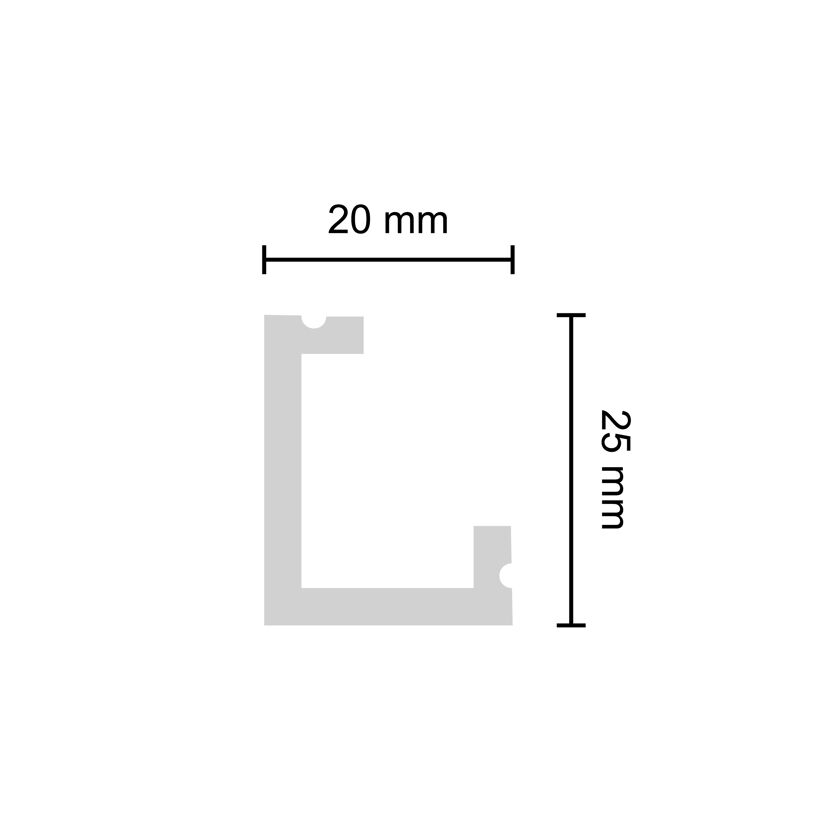 Kabelprofil KP 25 mit den Maßen 20 x 25 mm