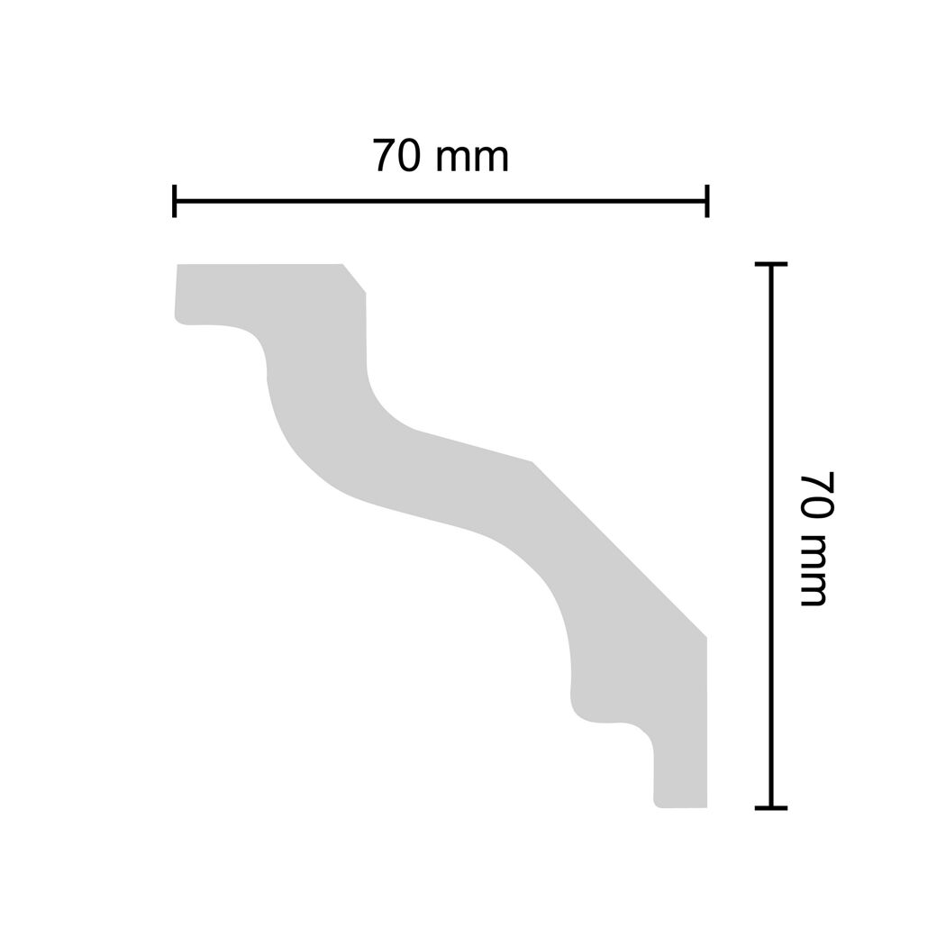 Weißes Zierprofil Sylvia mit den Maßen 70 x 70 mm