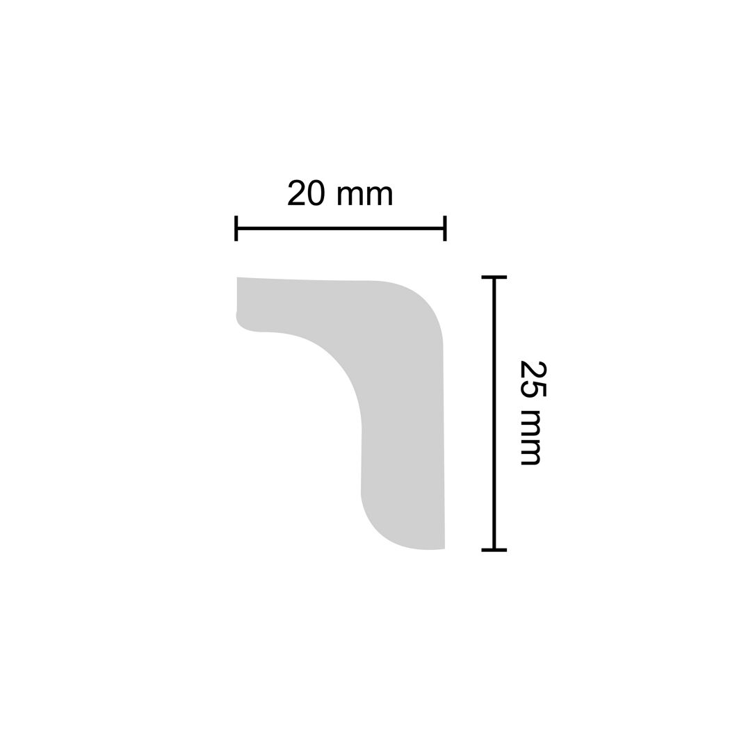 Zierprofil Tanja weiß mit den Maßen 20 x 25 mm